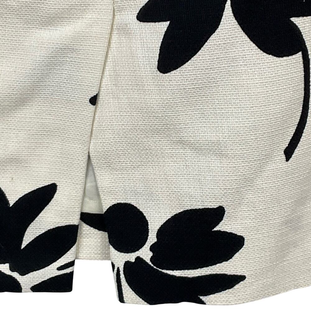 J CREW Pencil Skirt Floral Print sz 8 White Black Poppy Art Woven Preppy Modern - Picture 7 of 11